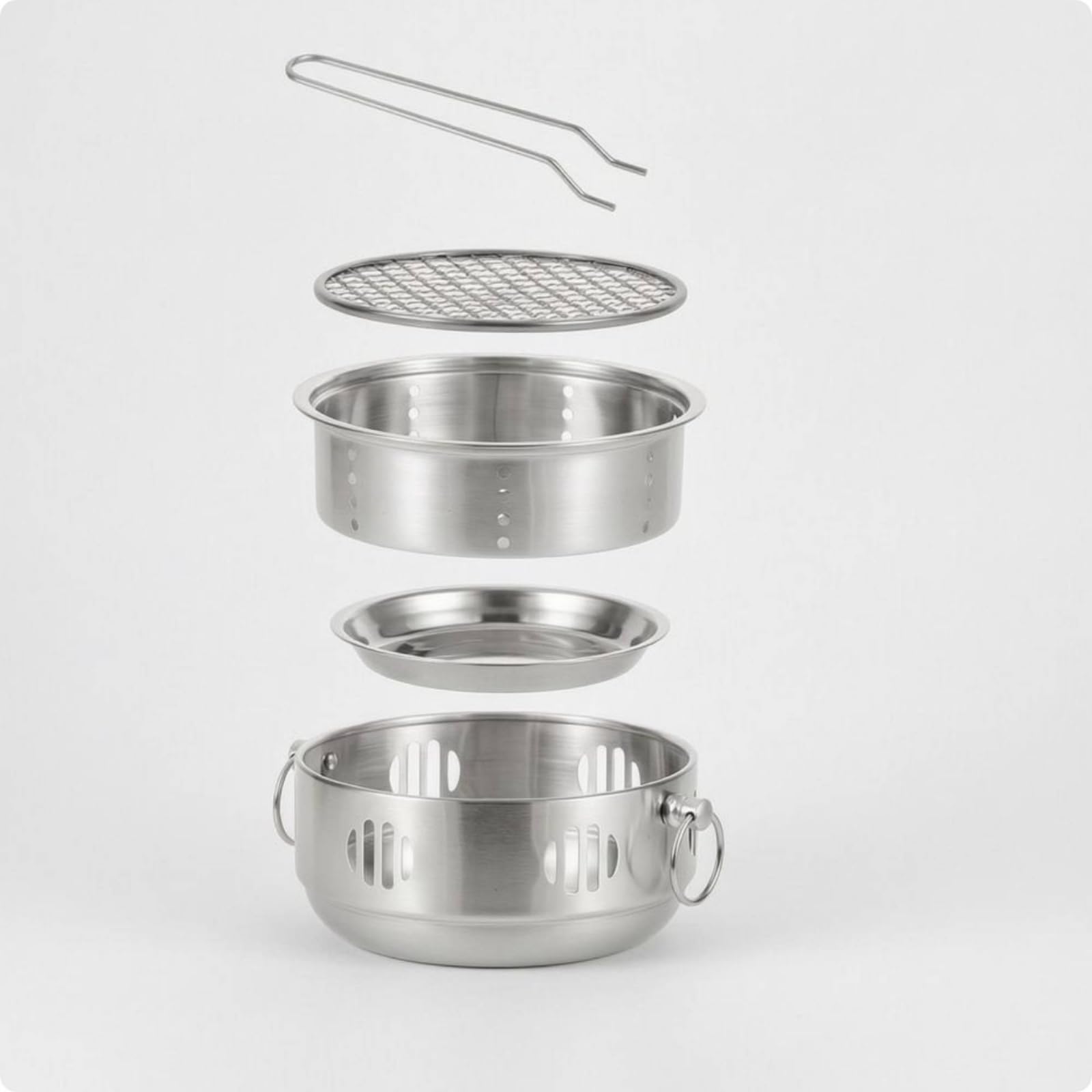 Griglia a Carbone Portatile con Corpo in Acciaio Inox per Campeggio E Picnic con Manico Griglia da 158 Cm Adatta per Uso Allaperto, Naturale