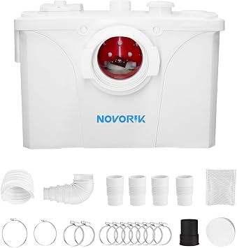NOVORIK 700W Macerator Pump, Macerating Toilet System Pump, Sink Pump for Basement Upflush System Kitchen, Sink, Shower, Bathtub, Laundry Waste Water Disposal 700W