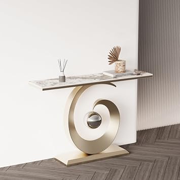 Modern Console Table, Entryway Narrow Table with Storage Shelves, Decorative Hallway Tables, Faux Marble Contemporary Accent Long Tables, for Living Room, Entrance, Office