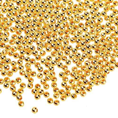 Euvoym Lot de 500 perles rondes plaquées or de 3 mm pour travaux manuels, bijoux, bracelets Cover