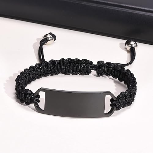 Miniatura 3 de XUANPAI Pulsera de alerta médica para mujeres, hecha a mano, ajustable, de cuerda trenzada para hombrespulsera de identificación médica para hombres
