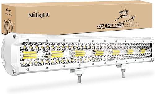 Miniatura 1 de Nilight Barra de luz LED marina, luces de navegación de 20 pulgadas, combo de inundación de punto blanco, luces de muelle para pesca nocturna,