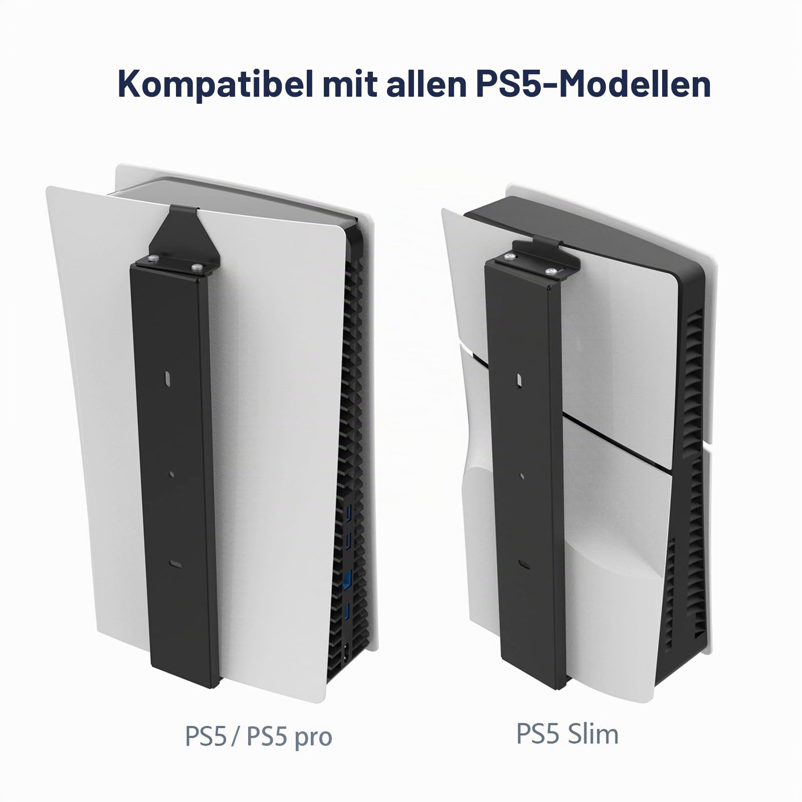 Monzlteck Wandhalterung für PS5 Original und Slim (Digital und Disc) - Stabile Stahlhalterung Mit Controller-Halterung
