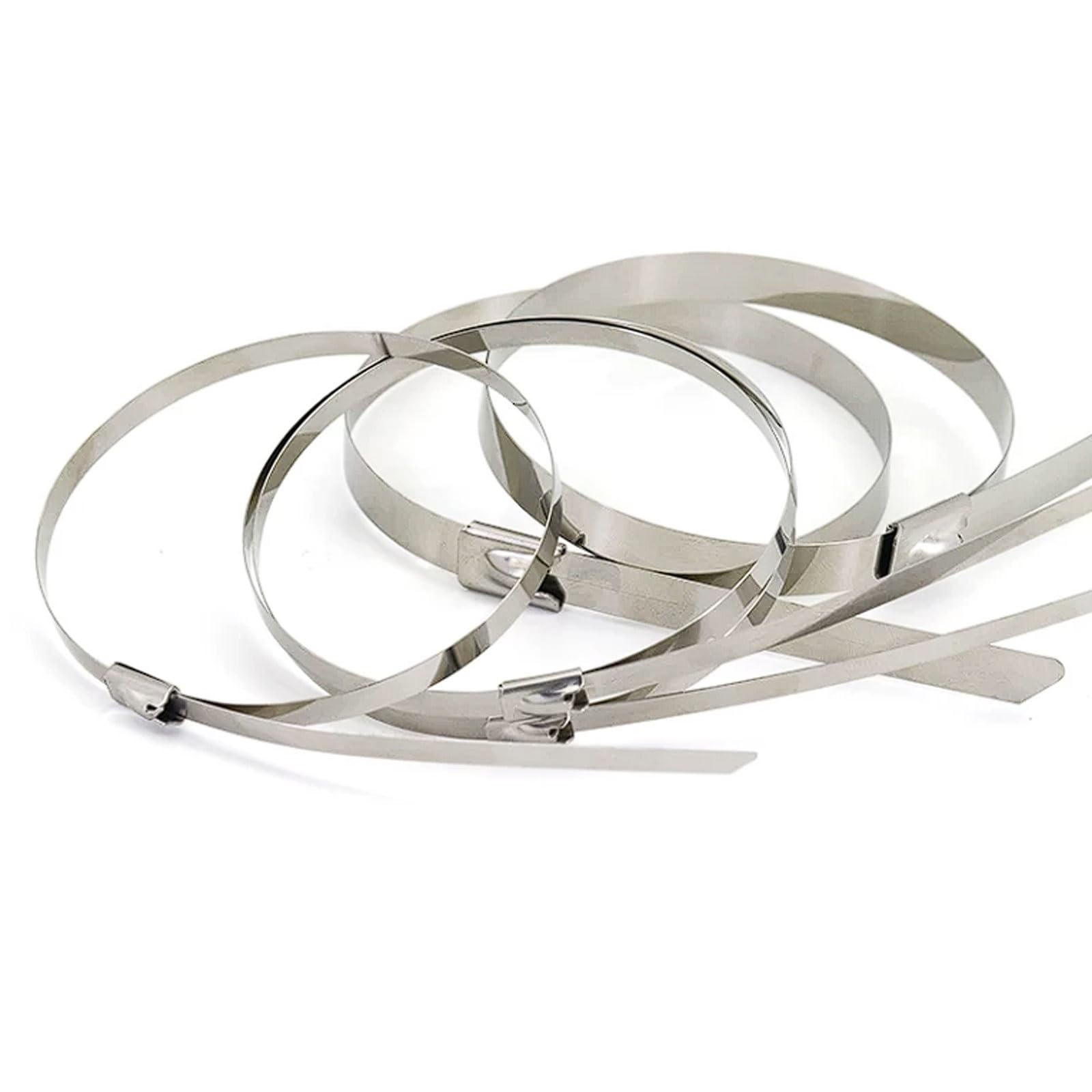100 pezzi di fascetta autobloccante larghezza 12mm in acciaio inox 304 con fibbia resistente e tenditore a filo metallico per lunghezze 150-350mm Fibbia di fissaggio(12 * 150mm)