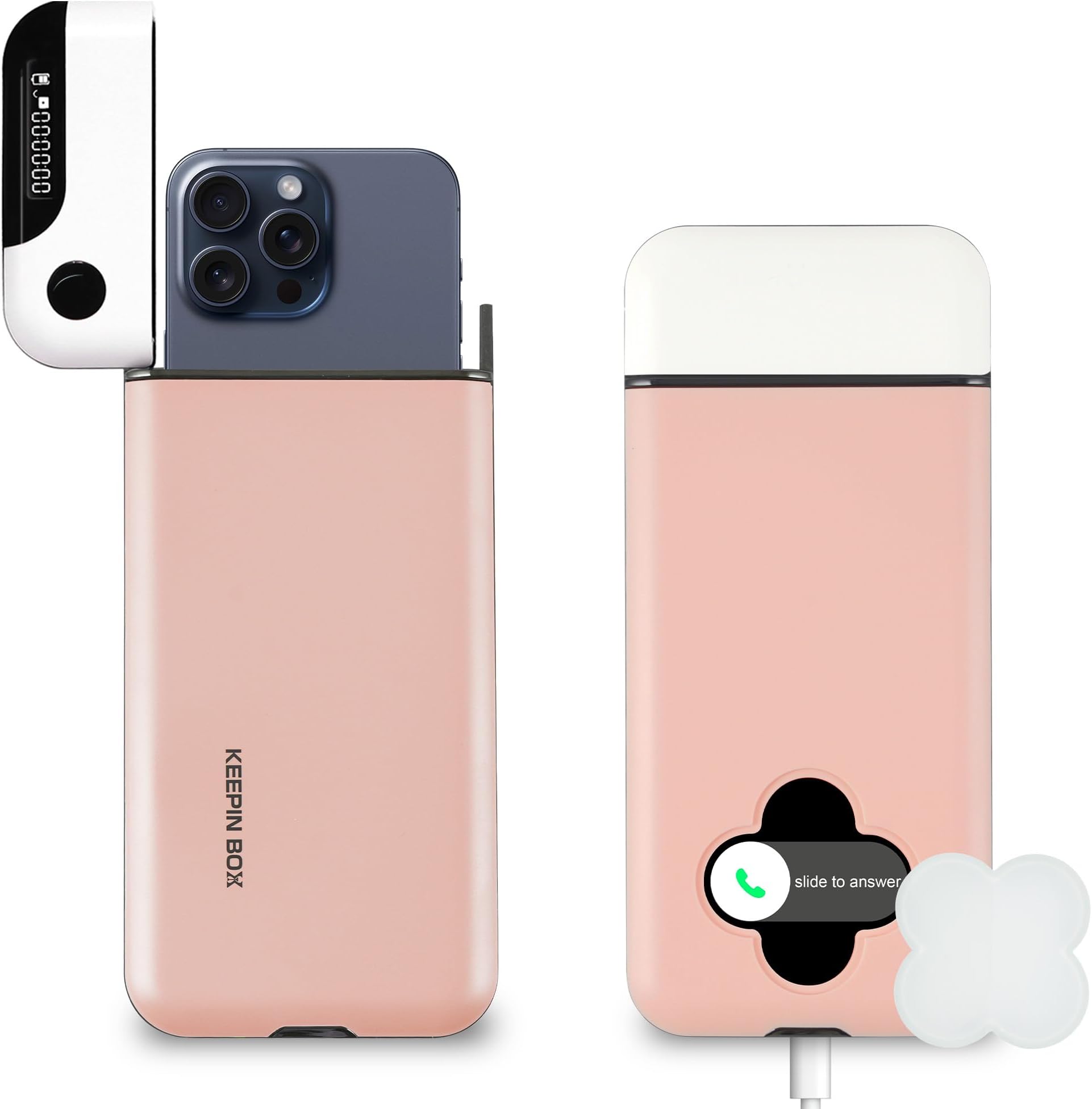 Cell Phone Lock Box with Timer, Portable Time Lock Box for iPhone and Android Phone, Help to Be Self-Discipline and Focus to Achieve Goals, Prevent Phone Addiction (L, Pink)