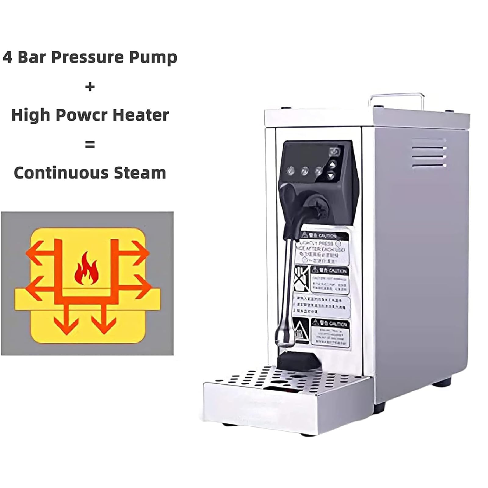 Espumador de leche, máquina de espuma de café comercial de acero inoxidable con función de memoria - 1450 W, control de temperatura para té de burbujas, té de leche
