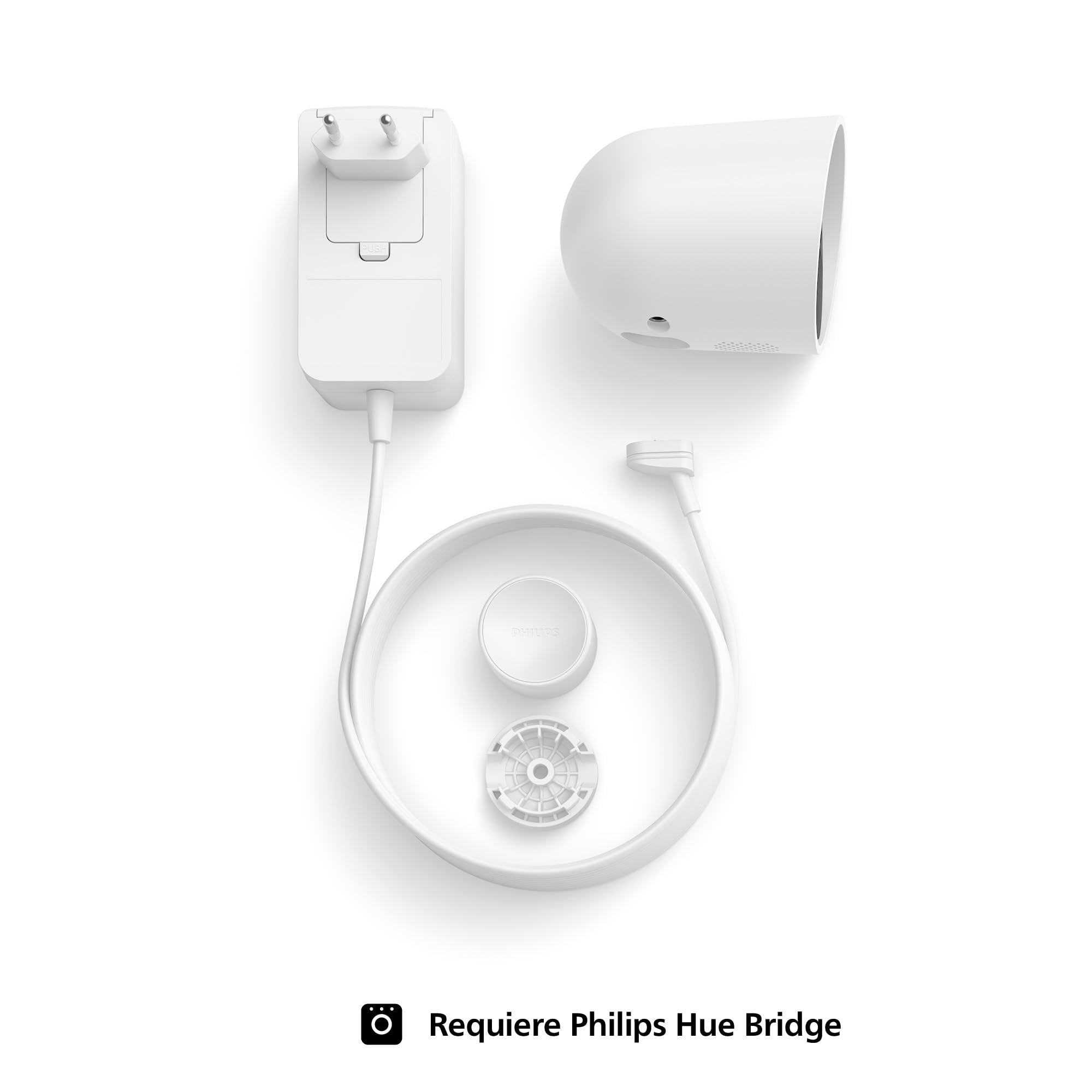 Philips Hue Secure Cámara de Video Vigilancia Inteligente para Exteriores o Interiores, Versión con Cable, Full HD Video, Control de Seguridad e Iluminación en Una Sola App, Blanco