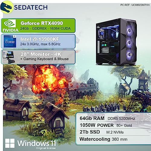 Sedatech Paket Pro Gaming PC Wasserkühlung • Intel i9-13900KF • RTX4090 • 64GB DDR5 • 2TB SSD M.2 • Windows 11 • Monitor 28" – Bild 3