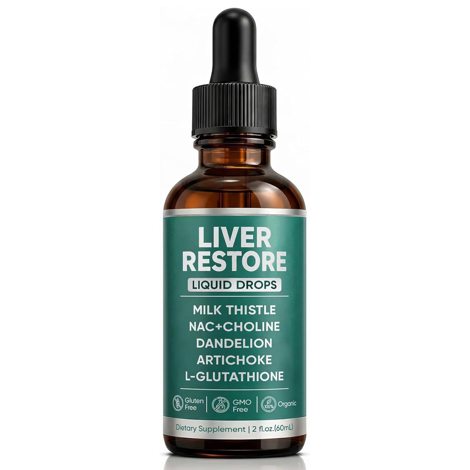 Liver Restore Drops – Complete Liver Detox Support Supplement with Milk Thistle, Dandelion & L-Glutathione for Liver Cleanse & Digestion Aid Health, 2 Fl Oz (1)