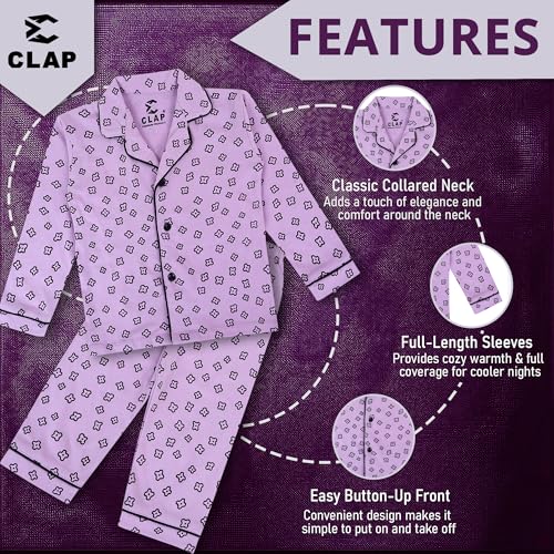 Image of CLAP Kids Cotton Printed Full Sleeves Night Suit