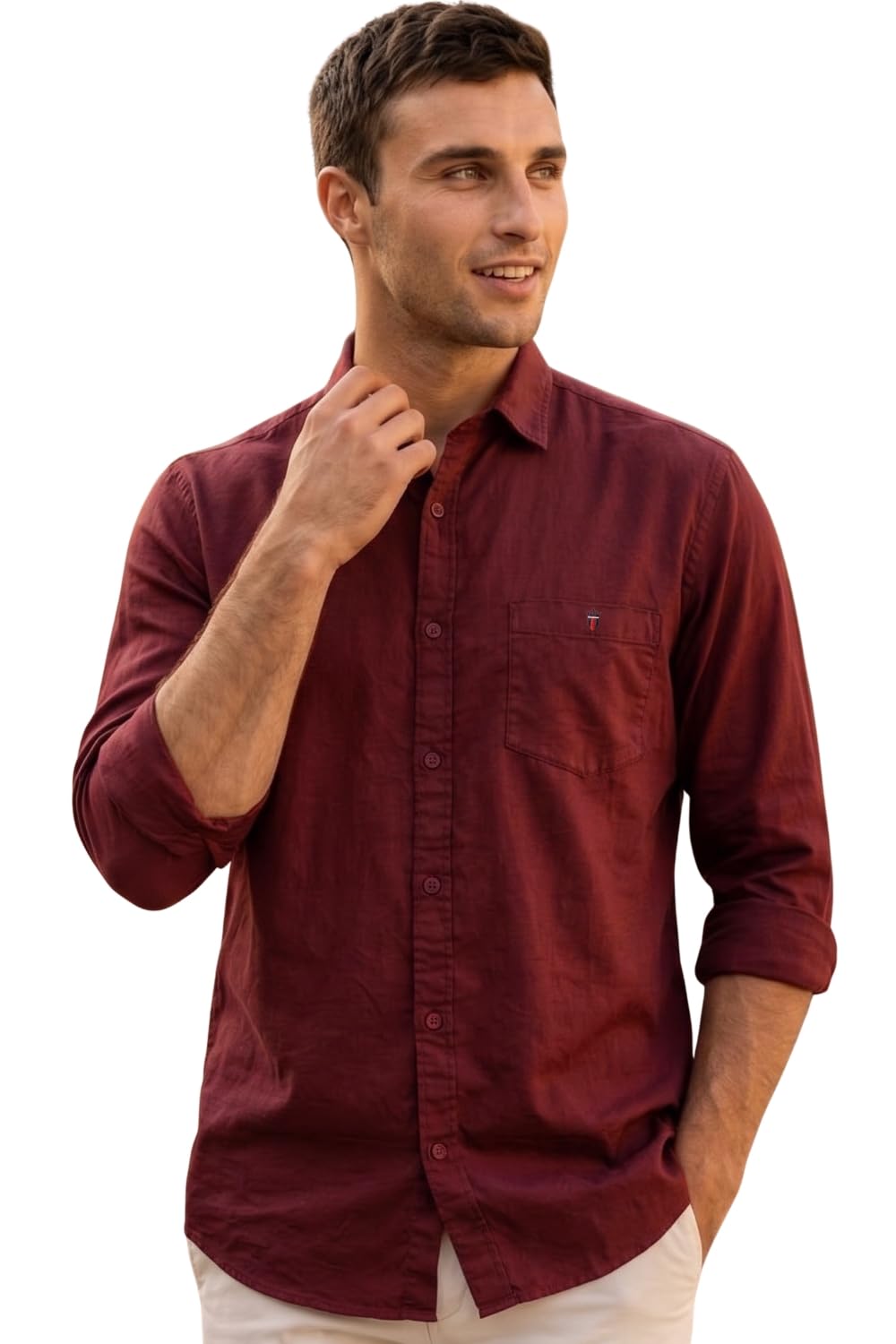 louis philippe Men's Cotton Slim Fit Over Dyed Color Depth Comfortable and Durable Soft Handfeel Full Sleeve Solid Casual Shirt-picture-31