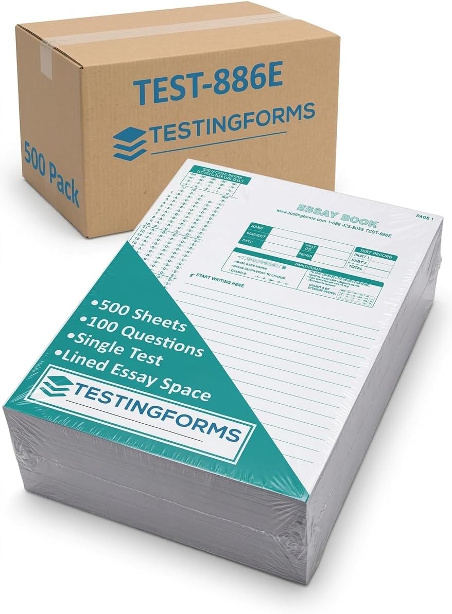 TEST-886E 886-E Scantron Compatible Testing Forms (100 Sheet Pack)