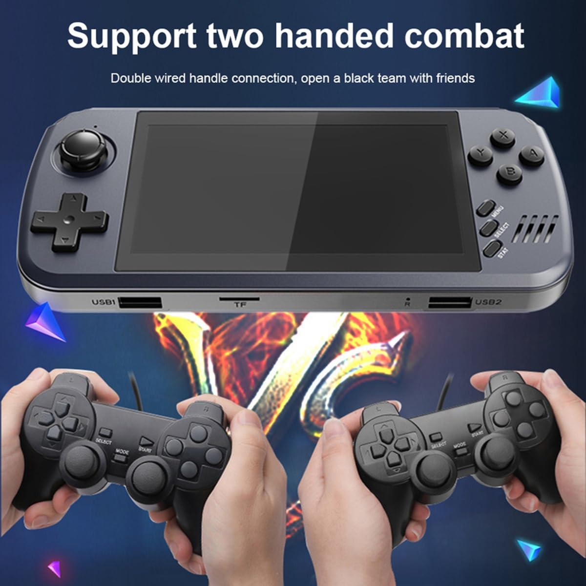 Lettore di gioco portatile X39 Pro, schermo IPS da 4,3 pollici, console di gioco portatile, 5000 giochi integrati, compatibile con 2 giocatori (32G)