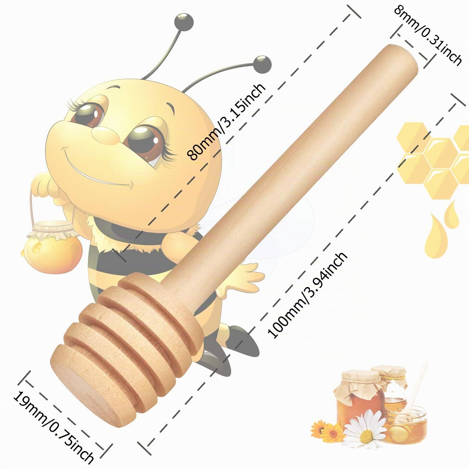 35 Pezzi Spargimiele Legno, Mini Bastoncini Miele per Miele e Gadget, Feste di Nozze, Ringraziamento(10 cm)