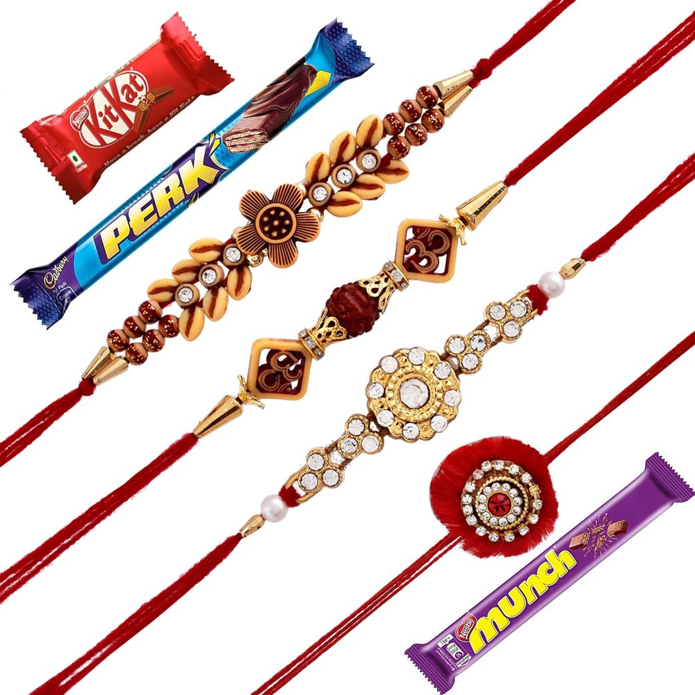 Collectible India Set Of 4 Rakhis Rakhi For Bhai Bhabhi Brother With Chocolate Gifts Hamper Combo Rakshabandhan Hamper- Rakhi122-Choco3 (B089X7DMJR) Amazon Price History, Amazon Price Tracker