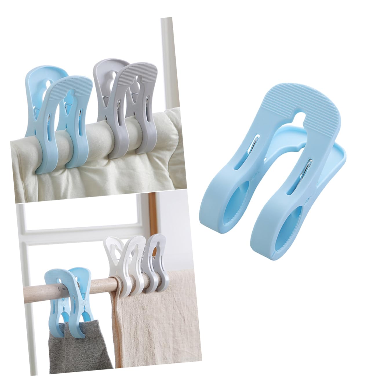 Zerodeko 10stücke Teiliges Große Winddichte Wäscheklammern Aus Strapazierfähigem Pp-Kunststoff rutschfest Mit Starken Zähnen Für Bettdecken Und Schwere Kleidung Blauer Clip Für Wäsche Und s