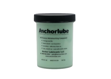 Anchorlube All-Purpose Metalworking Compound 8oz Jar - Water-Based Cutting Fluid for Drilling, Tapping, Sawing - Great on Stainless Steel | No Oil
