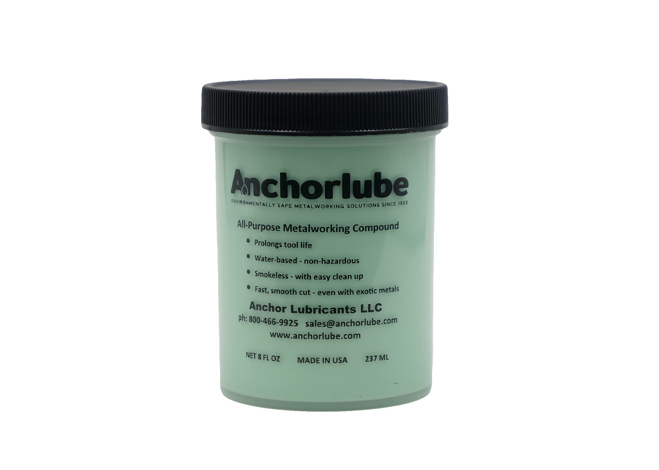 Anchorlube All-Purpose Metalworking Compound 8oz Jar - Water-Based Cutting Fluid for Drilling, Tapping, Sawing - Great on Stainless Steel | No Oil