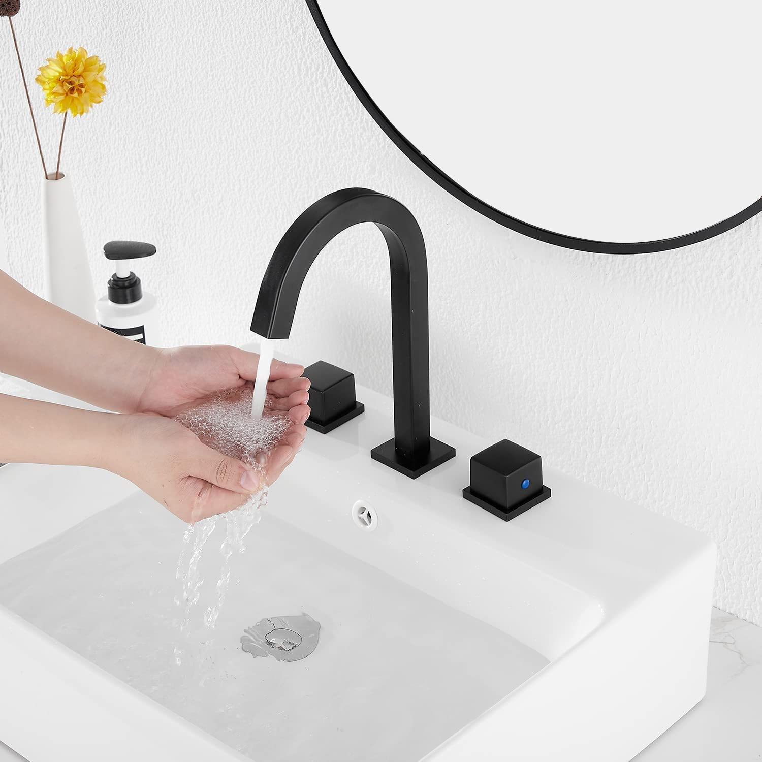 Automatic Sensor Bathroom Faucet – Touchless Waterfall Spout, Matte ...