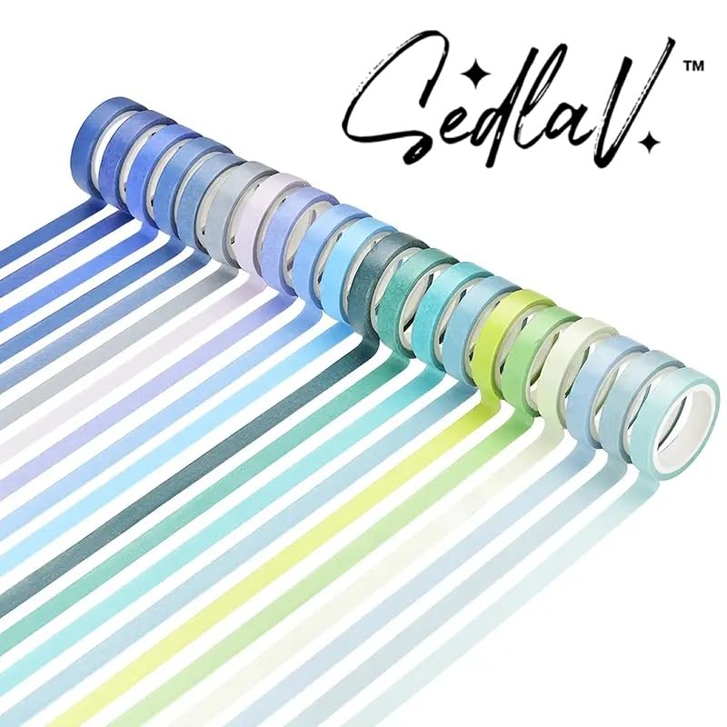 Miniatura 2 de SEDLAV Cintas de enmascarar de colores, 60 rollos de cinta washi arco iris, juego de cintas coloridas para manualidades, suministros para niños,