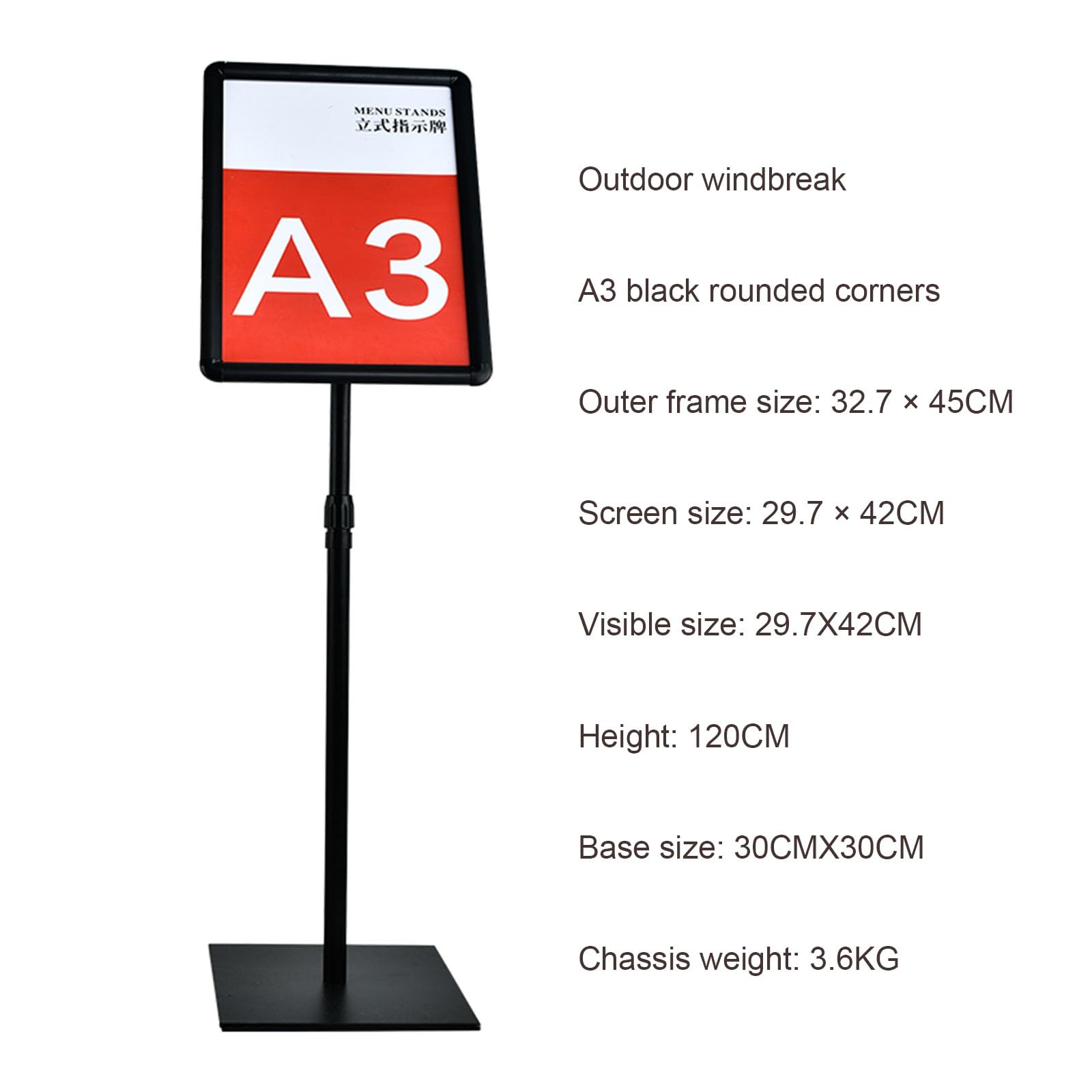 Soporte ajustable de pie para carteles, menús, anuncios, ventas, avisos, exhibición de señalización