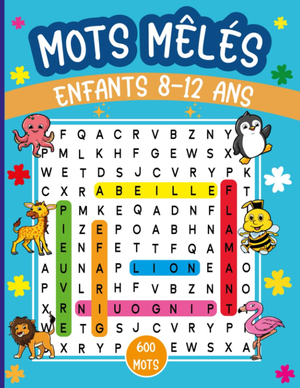 Mots Mêlés Enfants 8-12 ans: 50 Grilles Thématiques en Gros Caractères avec Solutions.