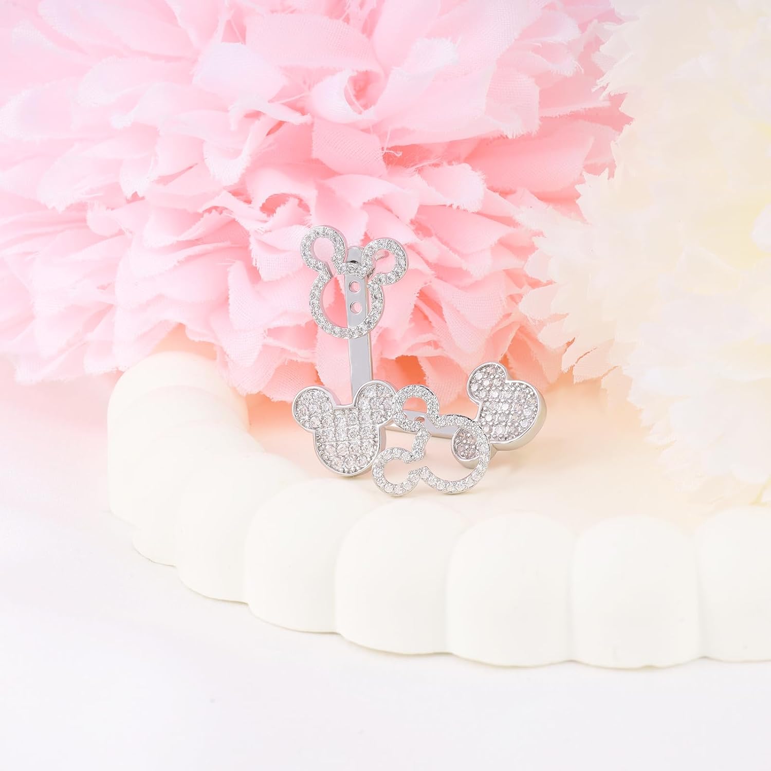 Mouse Earrings Sterling Silver Jacket Front Back 2 in 1 Stud Earrings CZ Dainty Sweet Lucky Animal Jewelry Gifts for Women Daughter Birthday - Image 3