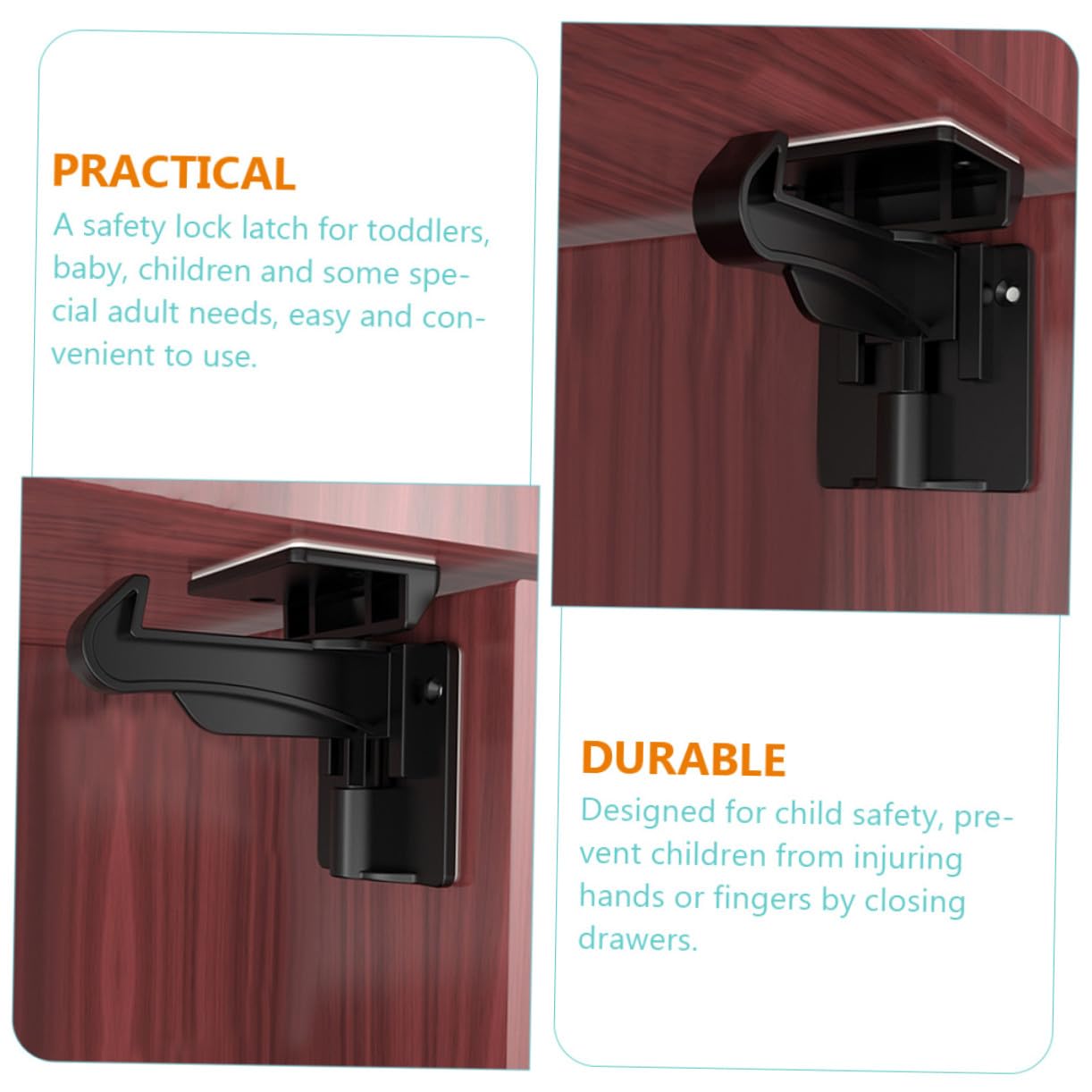 Cerradura de Seguridad para Cajones, 10 Piezas, Abs Negro