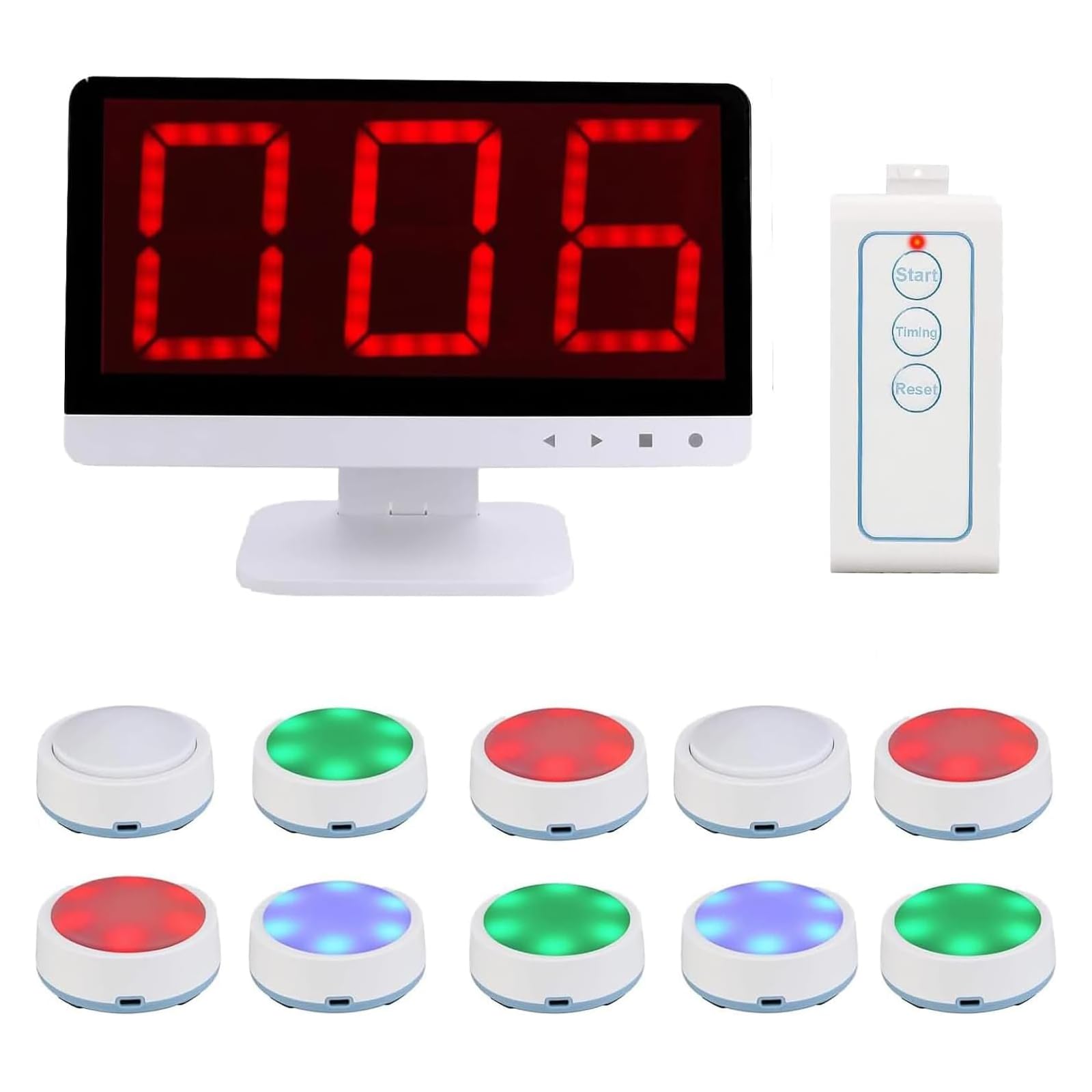 YSFW Game Answer Buzzer, Quiz Game Buzzer Set, 1 Host Monitor + 10 Buzzers Buttons, 3 Answering Modes & 4 States, for Game Show, Family Classroom