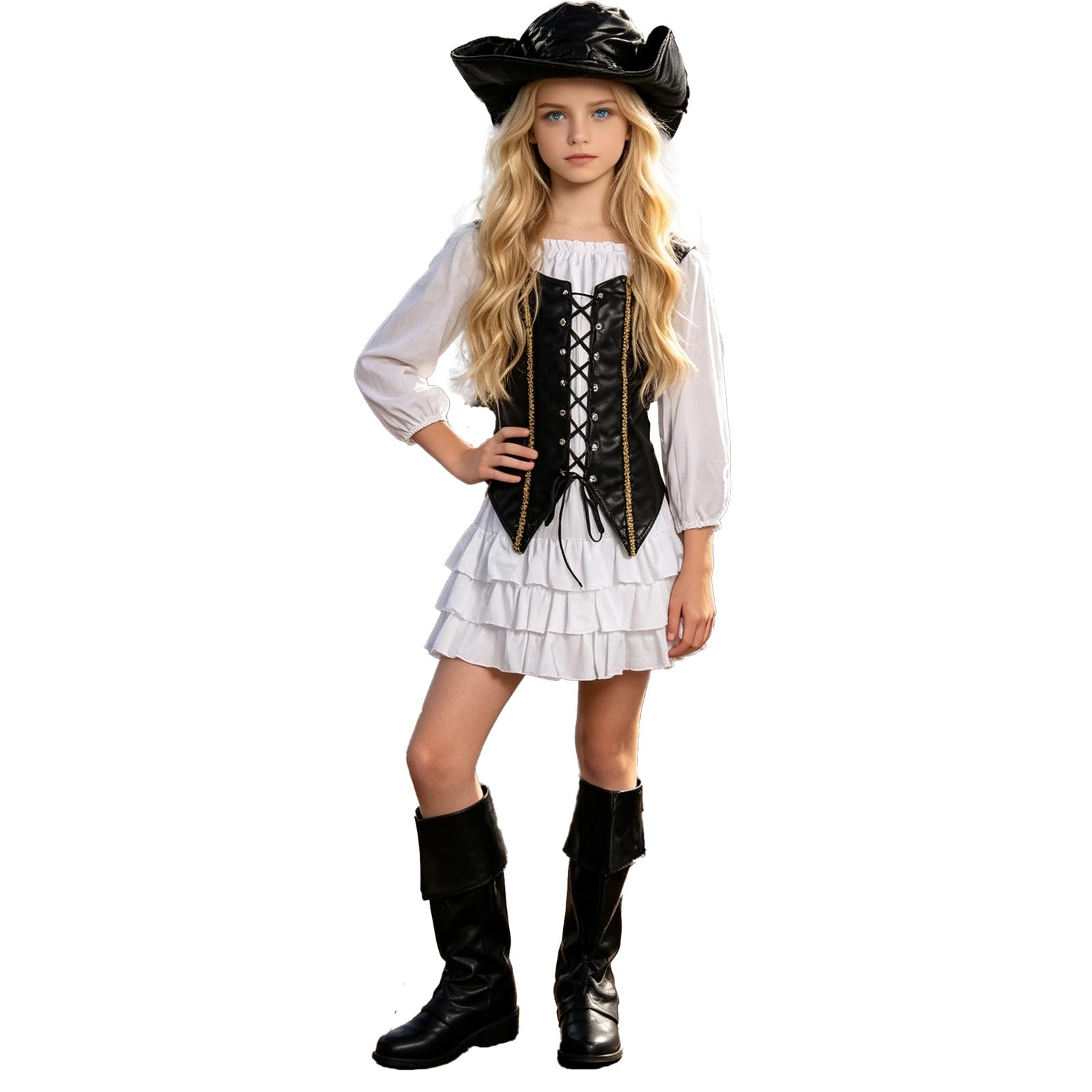 Vestito Halloween per Bambina Disfraz Cosplay Vestito da Festa Completo di Vestiti da Festa per Bimbe Disfraz Halloween per Bambina Abito Confortevole Senza Restrizioni per Festa, Cosplay, Carnevale