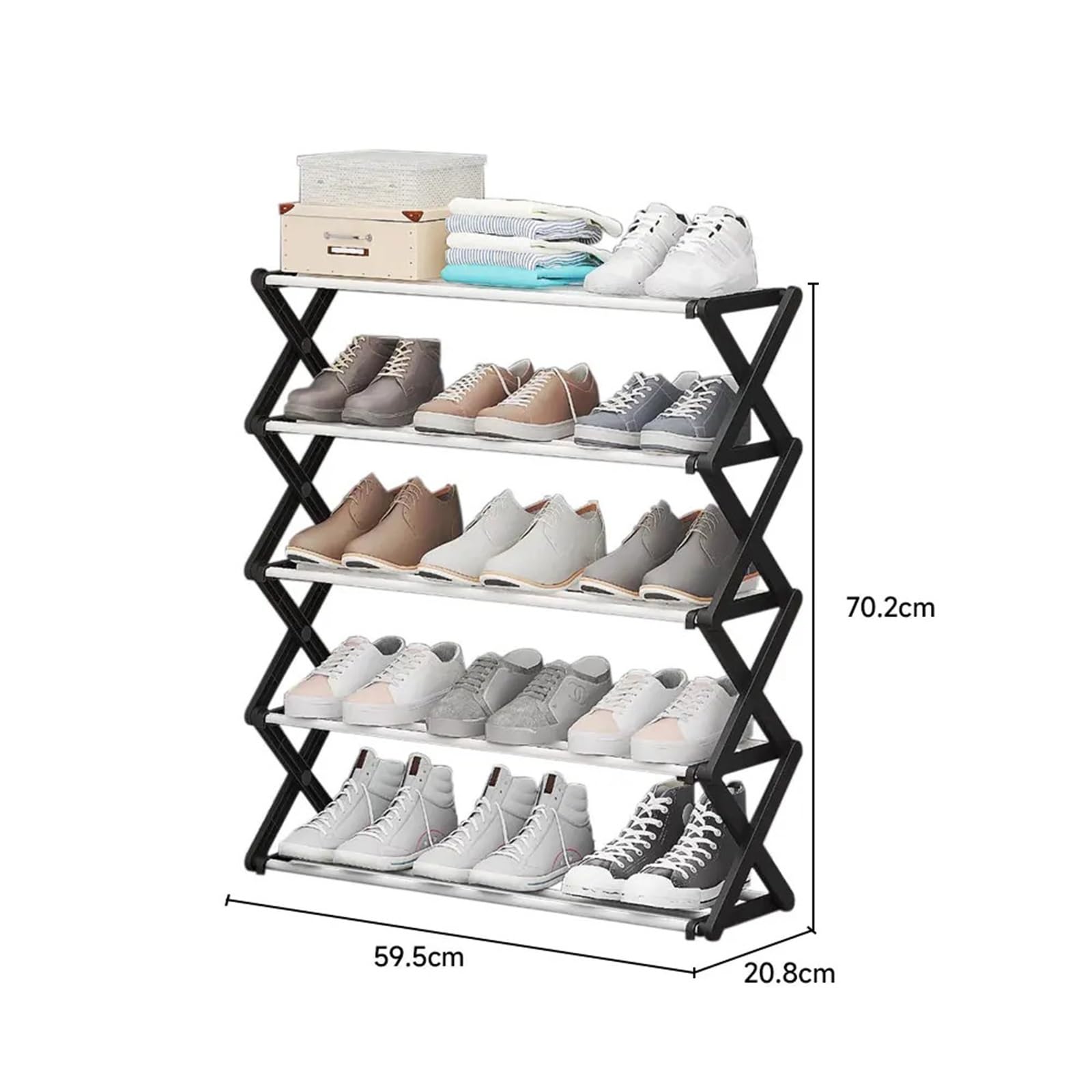 Black Foldable Multi-Tier Shoe Rack Closet Living Room