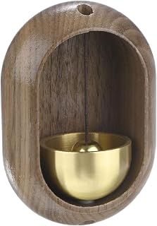 M METERXITY 1-Pack Magnetic Shopkeepers Bell for Door Opening, 2.2inch/5.5cm Walnut Vintage Wind Chime Doorbell with Brass Bell for Front Porch/Garden/Backyard [Brown, Oval Shape]