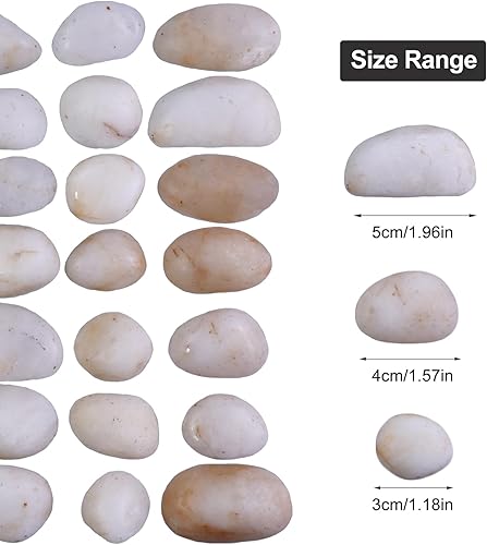 Miniatura 2 de 10Ib Cream White River Rock- Decorative Pebbles for Plants - River Rocks for Outdoor Landscaping- 0.3"-0.8" inch High Polished Stones for Aquarium