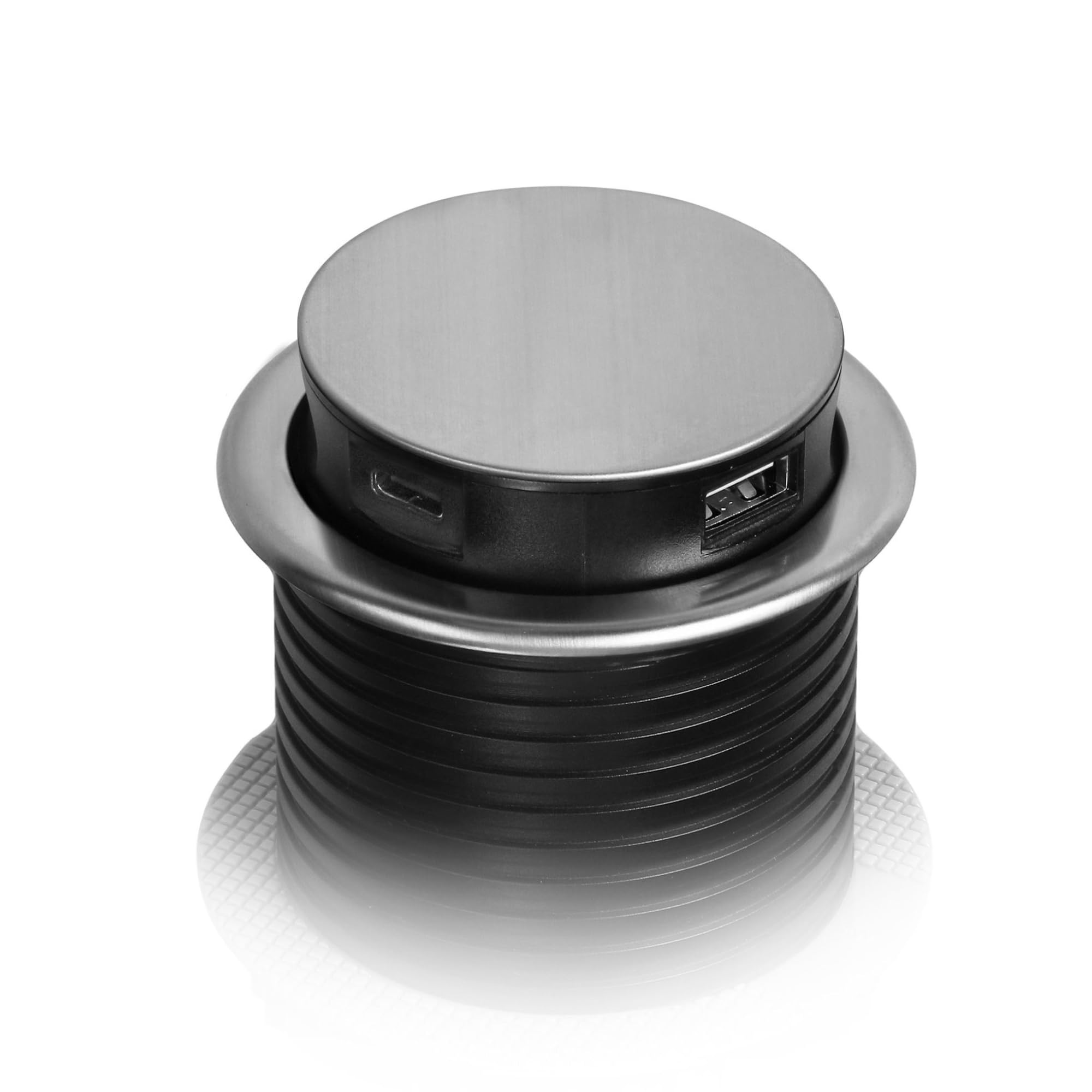 Torretta Multipresa Ø60 mm 3 x Prese Schuko e 2 x USB A e C - Cavo da 1,5m INOX Ciabatta Multipresa a Scomparsa IP20 per Cucina Ufficio Sala Conferenze