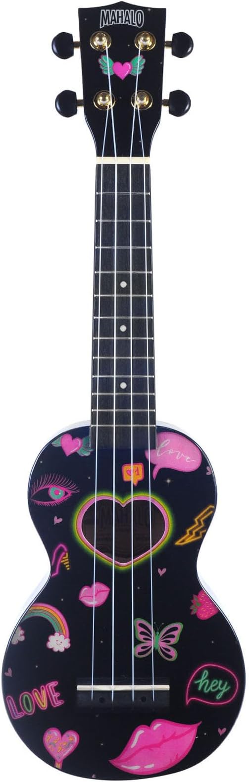 Mahalo Ukuleles MA1HE bk Hearts Ukulele, Soprano