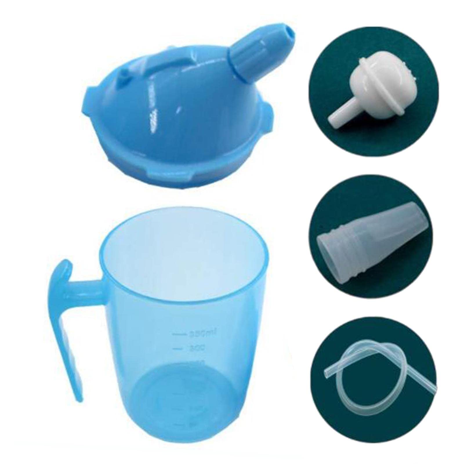 Juego de 5 vasos de paja a prueba de polvo para maternidad, ancianos, discapacitados, color azul