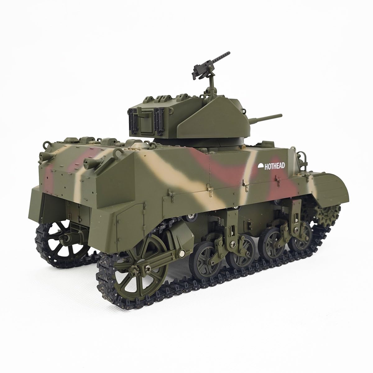 Czołg RC w skali 1/16, 2,4 G US M5A1 Stuart Light Main Battle Tank Model z funkcją dźwięku/świateł/dymu, wojskowy pojazd RC dla dorosłych