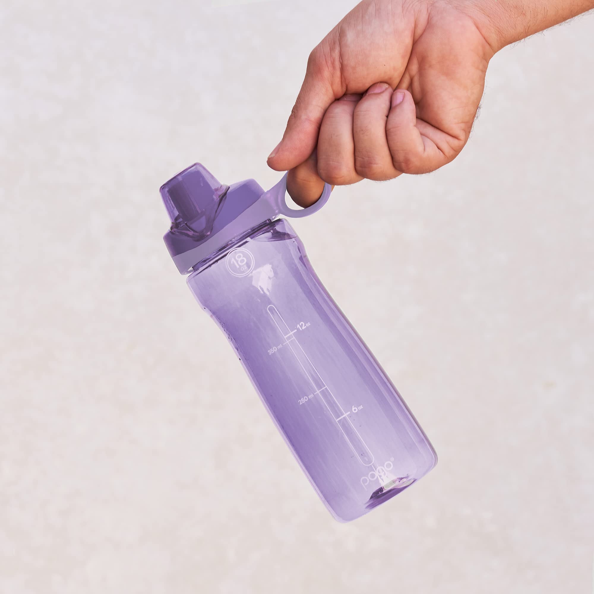 Pogo Plastic Water Bottle with Chug Lid and Carry Handle, Reusable, BPA