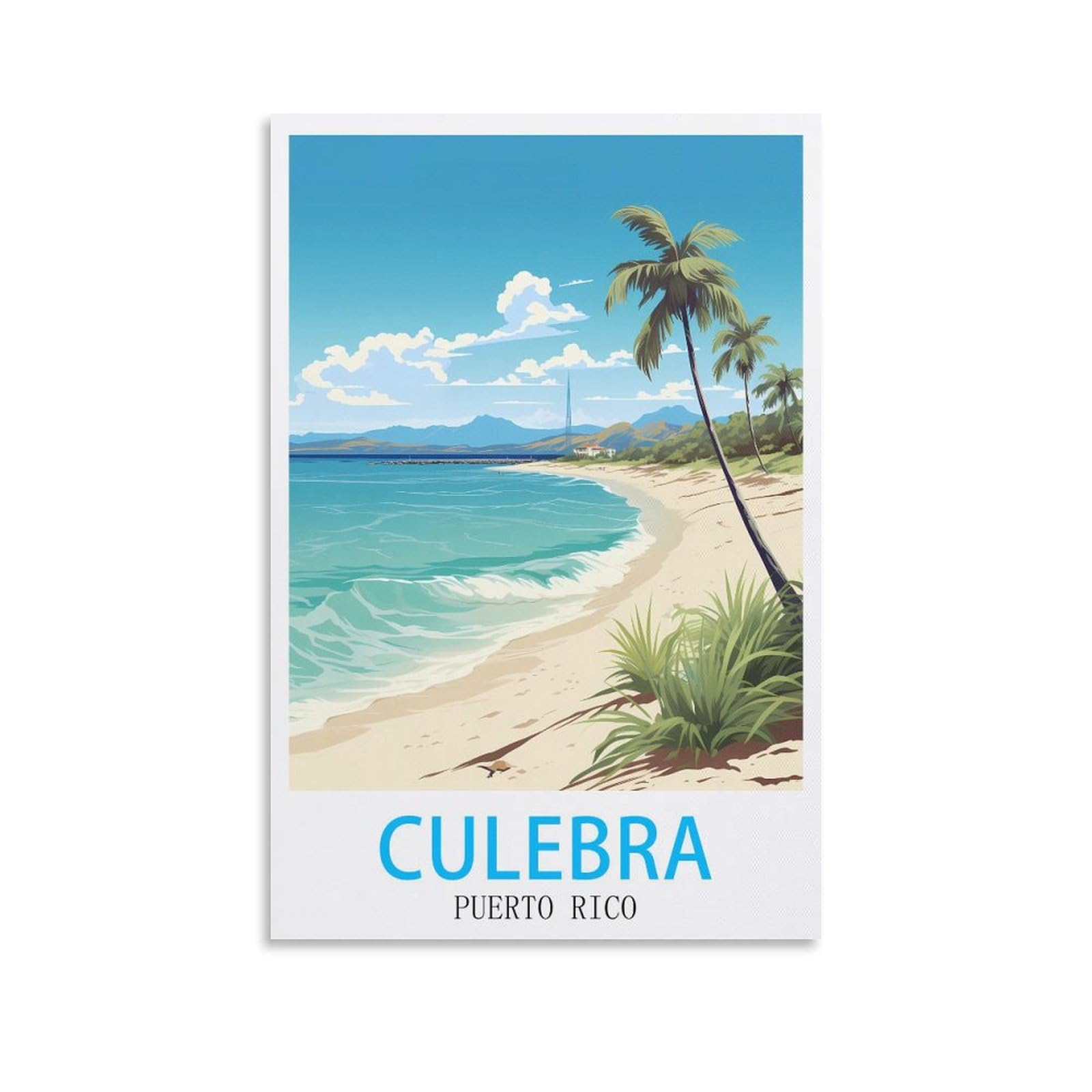 EZMLFA 5D DIY Diamond Painting Kit,Culebra Puerto Rico Diamond Art Kits for Beginner,Gem Art Kits Round Drill for Home Wall Decor Gifts 40x40cm