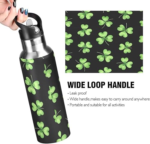 Miniatura 4 de Green Shamrocks Clovers - Botella de agua de acero inoxidable aislada con popote, 32 onzas, sin BPA, botella de agua deportiva a prueba de fugas