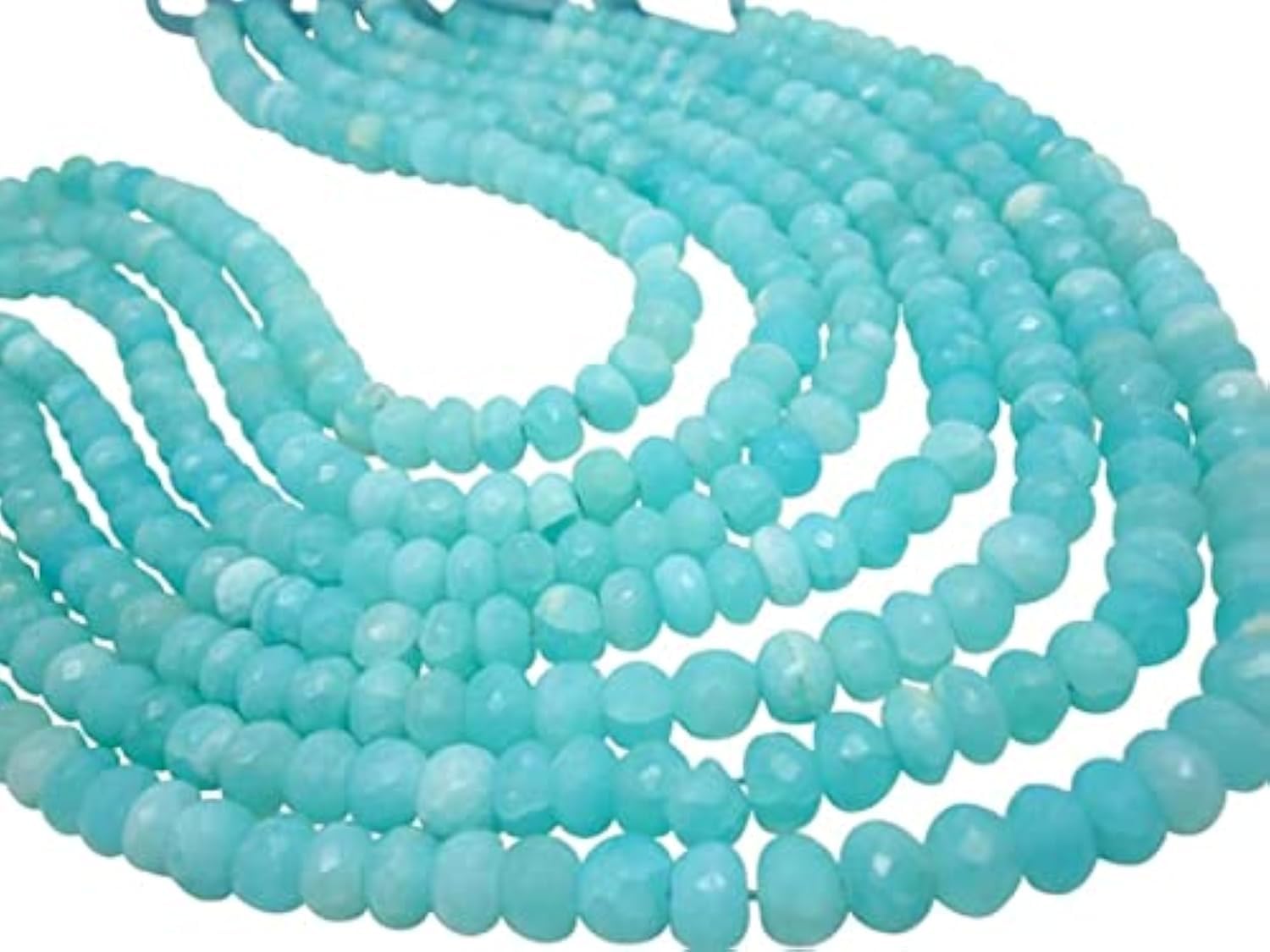 Perles opale du Pérou bleues en rondelles facettées 6.75"