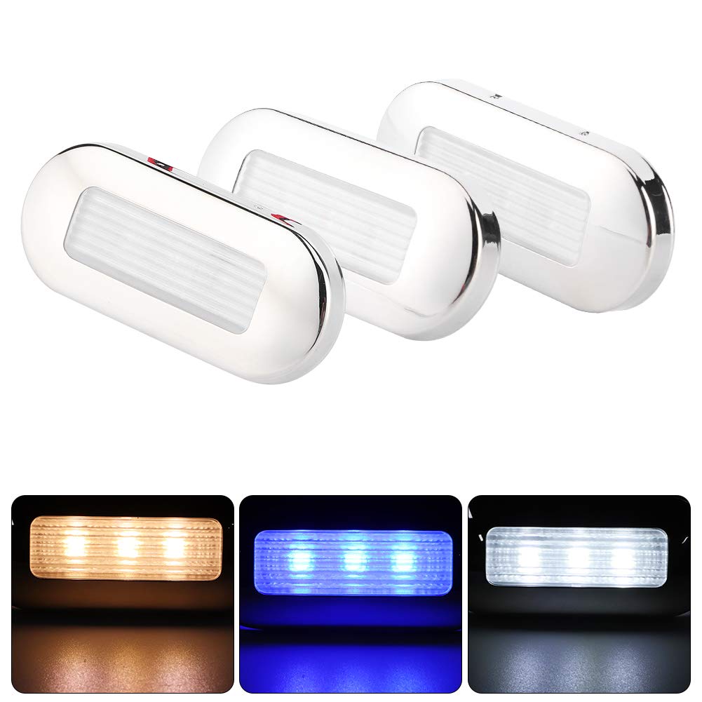 Lampada per scale 12V DC LED Passerella Luce di cortesia Forma ovale Ci sono tre perle di lampada in una lampada IP67 Impermeabile per Marine Boat RV(caldo)