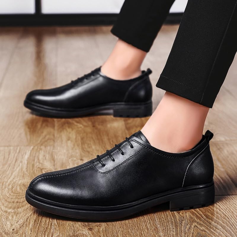 Men's Classic Business Lace Up Dress Shoes Genuine Leather Derby Fashion Formal Tuxedo Walking Shoes Comfortable Non-Slip Low Top Work Shoes3