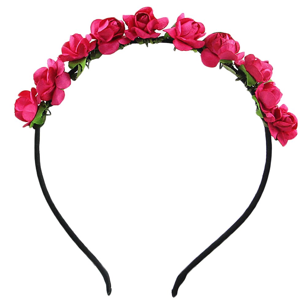 Jiacheng29 Women's Rose-Red Rose Flower Crown Festival Headband Wedding Garland Floral Hairband Accessory