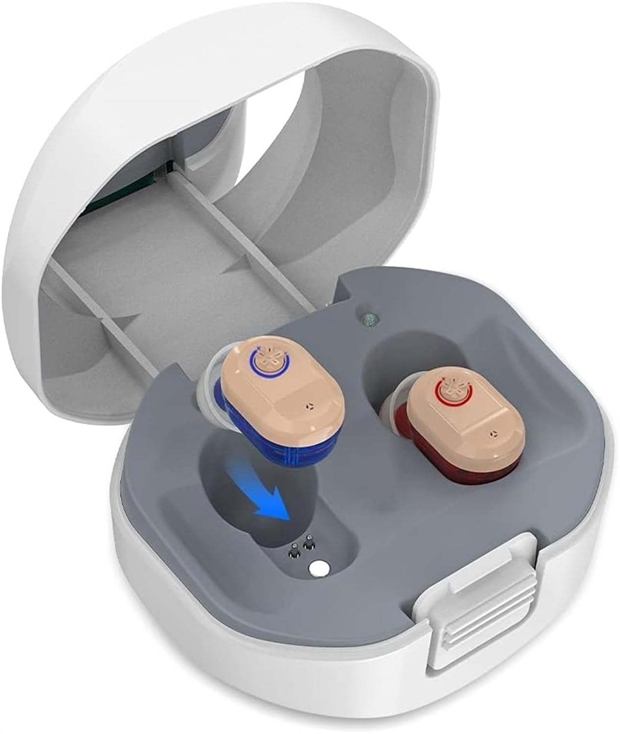 Amplificatore audio personale premium per adulti, invisibili amplificatori di Hearing digitale In-Ear, ricaricabile Sound Amplifier, con custodia di ricarica (1 paio) - beige