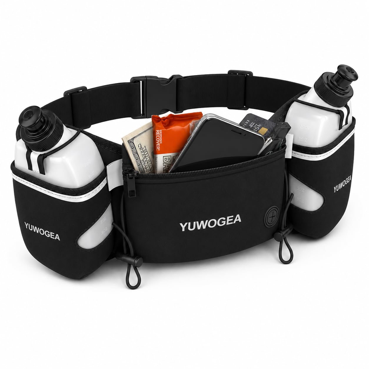 Running Belt with Dual Water Bottle Holders, Adjustable Hydration Waist Belt Bag for Men & Women, Lightweight Running Waist Pack Fits Up to 7 Inch Phone, Waterproof Fanny Pack for Running, Cycling-image-26