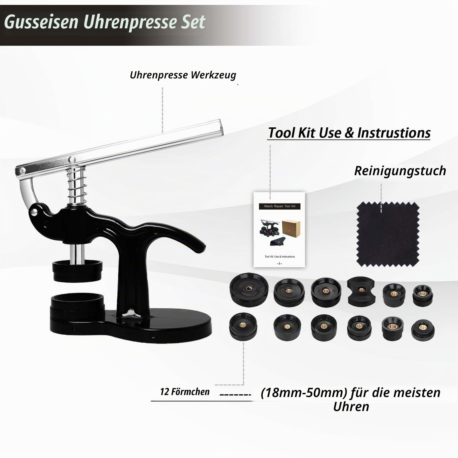 Professionelles Uhren Reparatur Set, GLDCAPA Uhren Reparatur Werkzeuge mit Tragetasche, Werkzeug zum Entfernen von Uhrengliedern, Uhrengehäuseöffner, Uhrenpresse Set mit 60 Uhrenbatterien
