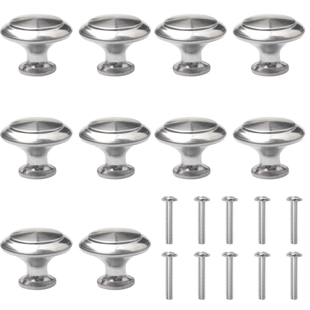 10 Packs Drawer Knobs, Cabinet Door Knobs Wardrobe Knobs Handle Cupboard Door Knobs with Screw for Drawer Cabinet Cupboard Wardrobe- Alloy & Stainless Steel(20 * 29.5mm)
