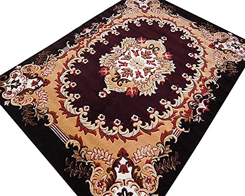 Image of Premium Soft Thick Geometric Rug - 6 x 8 Feet (180 x 235 Cm) Brown A - Anti-Skid, Washable, Acrylic for Living Room, Bedroom & Home Decor