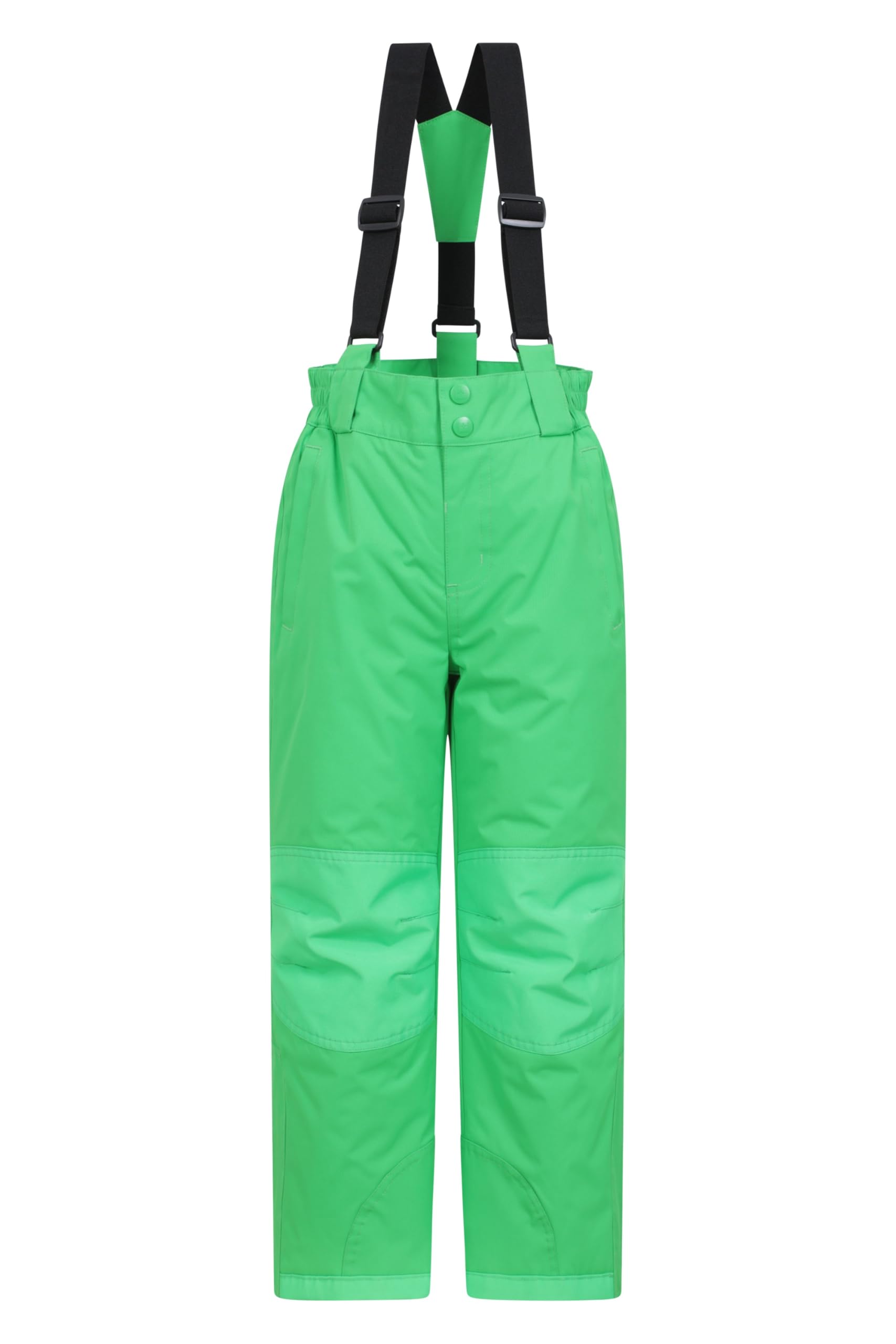 Mountain Warehouse Pantalón de esquí Raptor para niños - Rodillas reforzadas, 2 Bolsillos, pantalón Impermeable a la Nieve, Cremallera en el Tobillo y Tirantes Desmontables, Invierno Verde 13 Años